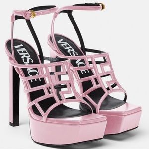 Versace Greca Maze Platform Heels Pink Size 40